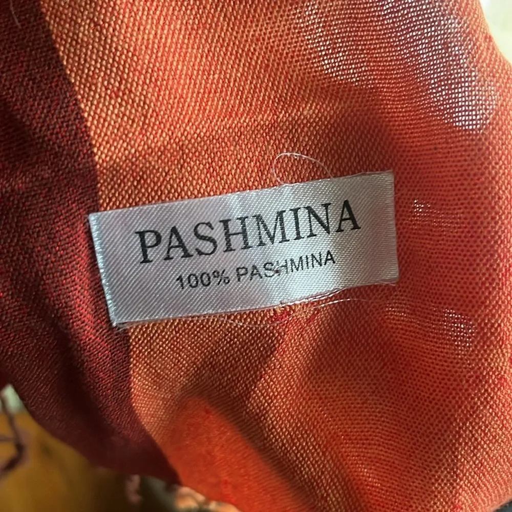 red & orange 100% pashmina